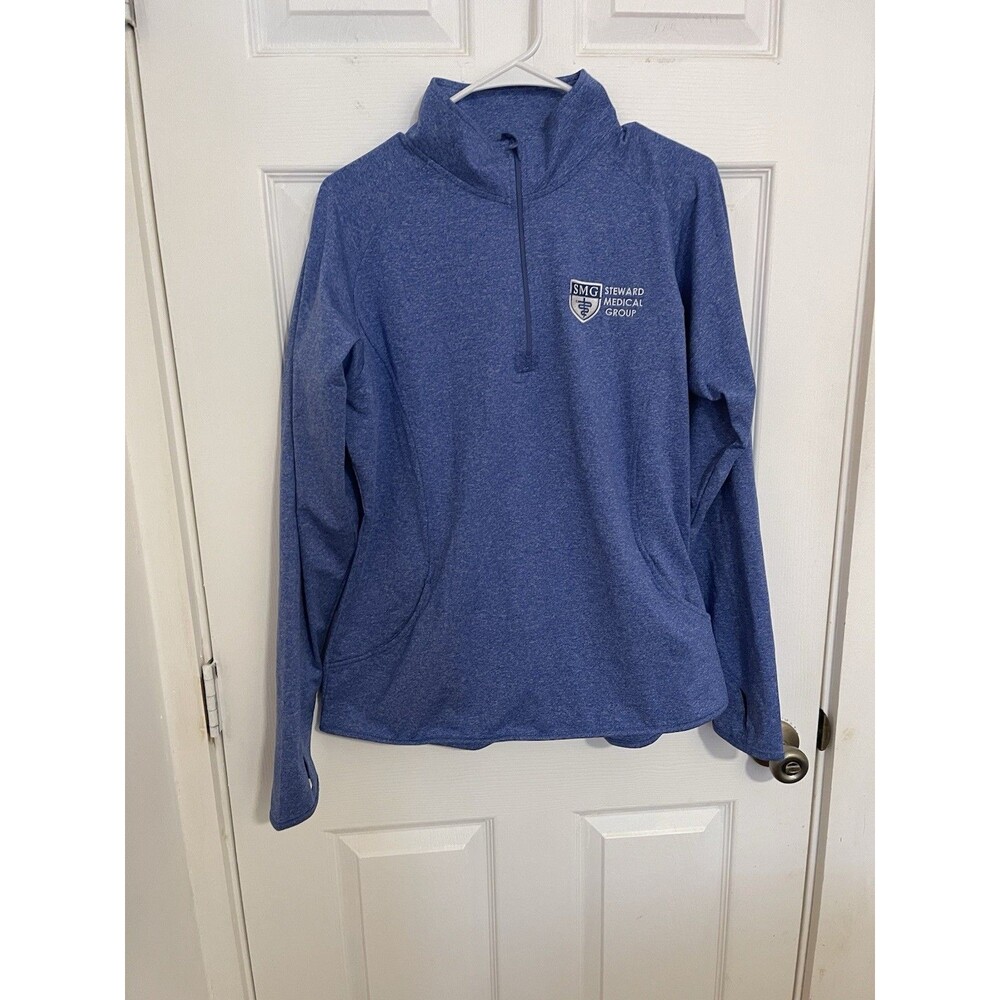 Sport-Tek Blue 1/2 Zip Mock Neck Pullover Top Steward Medical Group L Women's